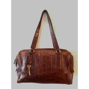 Leather croc satchel